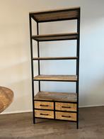 Mangohouten Stellingkast met Laden, Huis en Inrichting, Kasten | Boekenkasten, Gebruikt, Met lade(s), 150 tot 200 cm, 25 tot 50 cm