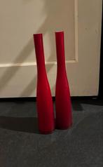 Kleine Rode Vaasjes - Set van 2, Huis en Inrichting, Ophalen of Verzenden, Minder dan 50 cm, Rood, Glas
