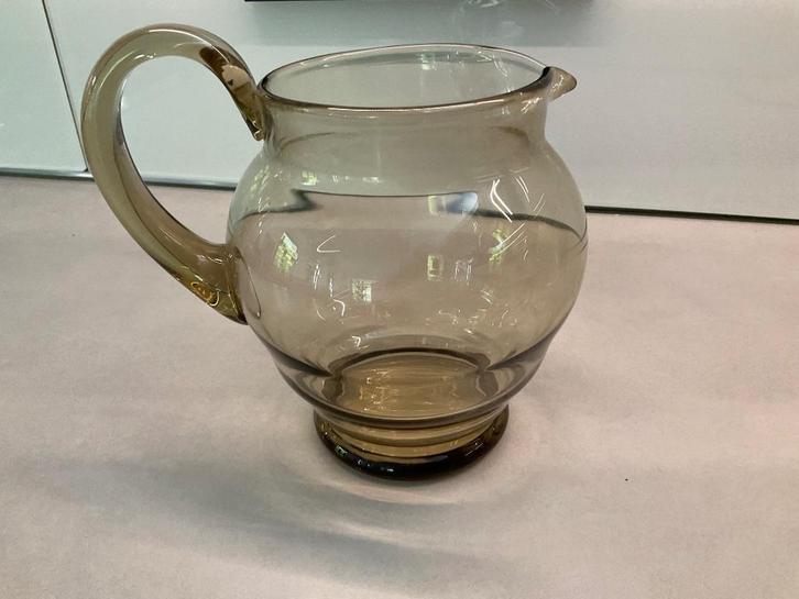 Leerdam ? Glazen waterkan. Kleur fume, Antiek en Kunst, Antiek | Glas en Kristal, Ophalen of Verzenden