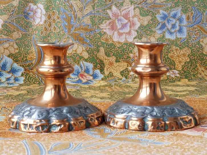 Mooi stel originele antieke kandelaars uit Engeland uit 1840, Antiek en Kunst, Antiek | Kandelaars, Koper of Brons, Ophalen of Verzenden