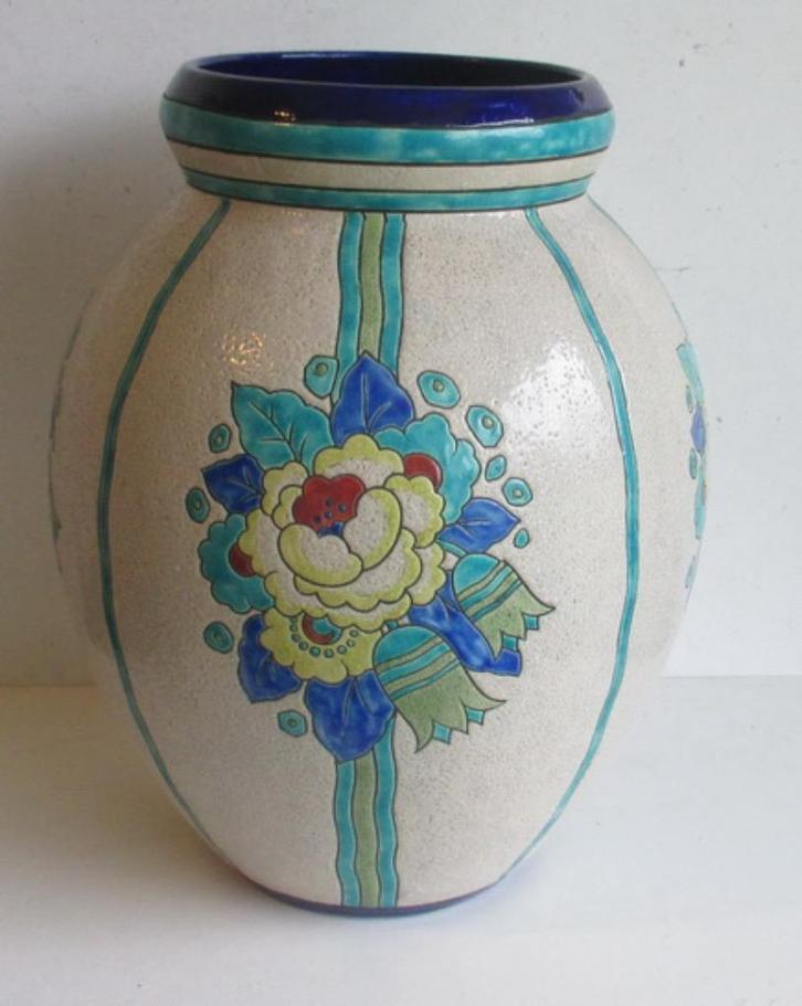 supergrote Boch Keramis Catteau vaas geometrische bloem 133, Antiek en Kunst, Antiek | Keramiek en Aardewerk, Verzenden