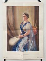 Reproductie portret Koningin Wilhelmina - 42 x 30 cm!, Verzamelen, Nederland, Gebruikt, Ophalen of Verzenden, Kaart, Foto of Prent