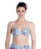 Hell Bunny Vixen - Retro Bikinitop "Belinda" - Maat 34 / XS, Blauw, Nieuw, Ophalen of Verzenden, Hell Bunny
