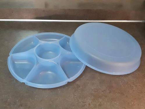 Tupperware hapjes / party / gourmet / vakken schaal blauw, Huis en Inrichting, Keuken | Tupperware, Schaal, Blauw, Ophalen of Verzenden