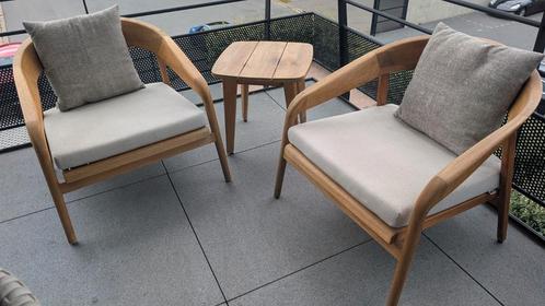 Loungeset Lacrima teak (2 stoelen + tafeltje) Exterioo, Tuin en Terras, Tuinsets en Loungesets, Zo goed als nieuw, Loungeset, Teakhout
