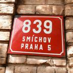 Twee oude emaille borden Frankrijk & Praag, Ophalen of Verzenden