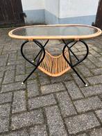 Vintage rotan bamboe rattan tafel retro jaren 60 glas €80, Ophalen of Verzenden, Huis en Inrichting