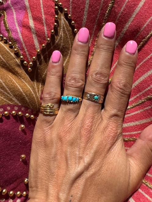 18 karaats pinkring snake ring, Sieraden, Tassen en Uiterlijk, Ringen, Zo goed als nieuw, Dame, Kleiner dan 17, Goud, Ophalen