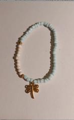 Kralen armbandje met libelle lichtblauw met wit, Ophalen of Verzenden, Nieuw, Blauw, Kunststof of Plastic