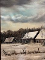 Winterlandschap Olieverf S.Roelofs met Eikenlijst, Antiek en Kunst, Ophalen of Verzenden