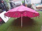 Roze Parasol met Decoratie, Tuin en Terras, Ophalen of Verzenden, Gebruikt, 1 tot 2 meter, Stokparasol