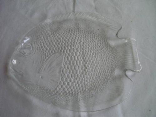 Glazen bord, vorm vis, presenteerbord, hapjes, Huis en Inrichting, Keuken | Servies, Zo goed als nieuw, Schaal of Schalen, Overige stijlen
