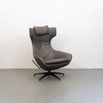 1x Leolux Caruzzo PLUS Fauteuil + Voetenbank Grijs - Leer, Huis en Inrichting, Niet ingevuld, Niet ingevuld, 75 tot 100 cm, Ophalen of Verzenden