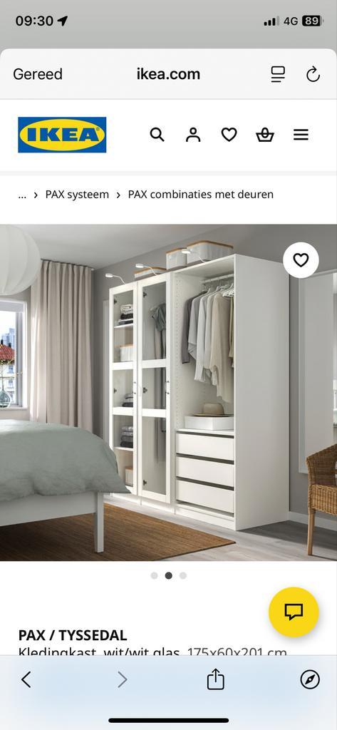 IKEA Pax Tyssedal kledingkast gedeelte met glazen deuren, Huis en Inrichting, Kasten | Kledingkasten, Gebruikt, 200 cm of meer