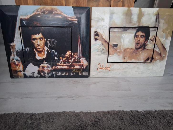 Peter Donkersloot: 2x Tony Montana, Scarface 70x60cm, Antiek en Kunst, Kunst | Schilderijen | Modern, Ophalen of Verzenden