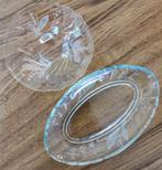 Set van 2 glazen schaaltjes met geëtste Lelietjes van Dalen, Antiek en Kunst, Ophalen of Verzenden