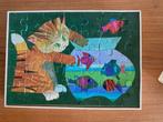 Oude kinderpuzzel "903 Poes met vissenkom" Jumbo 1955-1960, Ophalen of Verzenden, 10 tot 50 stukjes, Gebruikt, 2 tot 4 jaar