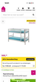 Stapelbed (zonder matrassen), Huis en Inrichting, Slaapkamer | Bedden, Gebruikt, 90 cm, Wit, Tweepersoons