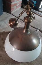 Messing lamp met glas, Gebruikt, Glas, Minder dan 50 cm, Antiek