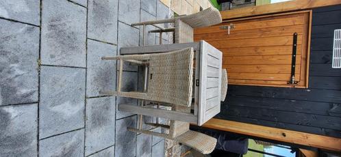 Tuinmeubel Barset, Tuin en Terras, Tuinsets en Loungesets, Zo goed als nieuw, Tuinset, Teakhout, 4 zitplaatsen, Eettafel, Stoel