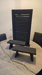 1 groot Louvre luik op voet en 2 vensterbank tafeltjes, Ophalen of Verzenden, Zo goed als nieuw