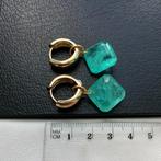 Oorbellen paraiba Verguld met 14K Goud natuurlijke steen, Met kristal, Hangers, Nieuw, Ophalen of Verzenden