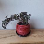 Bloempot Rood/Zwart, Kunststof, Rond, Ophalen of Verzenden, Binnen