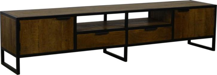 tv meubel 220 cm massief mangohout met metaal aanbieding, Huis en Inrichting, Kasten | Ladekasten, Nieuw, Minder dan 100 cm, 200 cm of meer