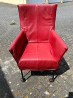 Vintage Rood leren Montis Charly fauteuil (1983), Ophalen, Gebruikt, Metaal, Eén