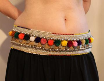 Tribal fusion ceintuur hip belt pompons munten bellydance beschikbaar voor biedingen