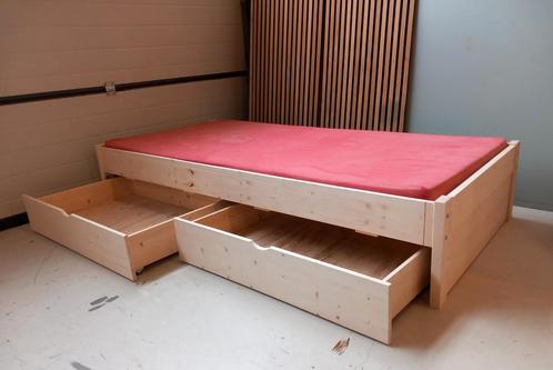 Bed Luc 90x220 + 2 laden, Huis en Inrichting, Slaapkamer | Bedden, Nieuw, Eenpersoons, 90 cm, 220 cm, Hout, Ophalen
