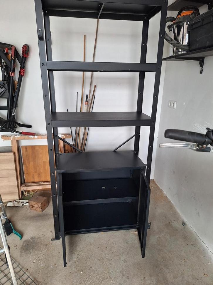 3 Metalen stellingkasten (2 met deurtjes), Huis en Inrichting, Kasten | Stellingkasten, Zo goed als nieuw, Ophalen