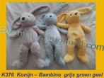 K376 Konijn Konijntje Bambino ( grijs groen of geel ), Kinderen en Baby's, Speelgoed | Knuffels en Pluche, Ophalen, Zo goed als nieuw
