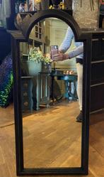 Vintage smalle spiegel, brocante passpiegel, oud zwart VdlM, Huis en Inrichting, Ophalen, Minder dan 50 cm, Zo goed als nieuw