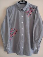 Blouse met strepen en geborduurde bloemen 'Only', Maat 38/40 (M), Only, Wit, Ophalen of Verzenden