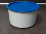 Tupperware voorraad trommel wit met blauw druk deksel, Ophalen of Verzenden, Gebruikt, Wit
