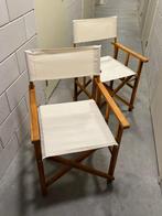 Twee regisseursstoelen met beige bekleding, Ophalen of Verzenden, Gebruikt, Hout, Inklapbaar