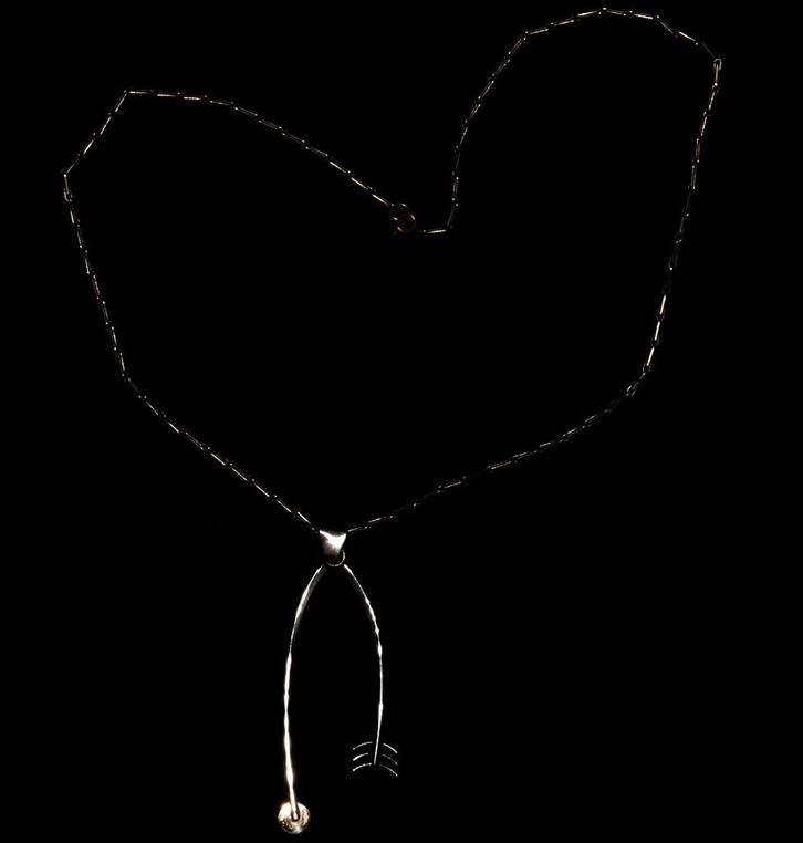 Edelstaal 'boze oog' hanger ( 'arti' ) bijpassende ketting, Sieraden, Tassen en Uiterlijk, Kettingen, Gebruikt, Overige materialen