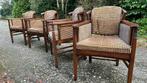 4 Schuitema Jugendstil Eetkamer Armstoelen, Ophalen, Gebruikt, Bruin, Vier