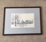 Pentekening dorpsschool en de kerk De Moer +boek parelmoer, Ophalen