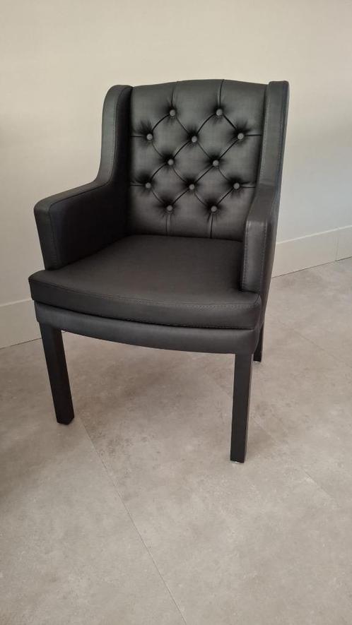 stoelen, Huis en Inrichting, Stoelen, Gebruikt, Leer, Zwart, Ophalen