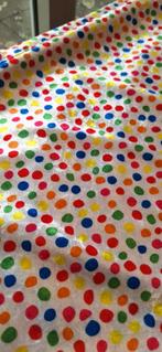 Stof, Wit met stippen, velours 12,6 meter, Hobby en Vrije tijd, Stoffen en Lappen, Overige materialen, 120 cm of meer, Wit, Ophalen of Verzenden