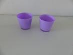 2 lila paars glazen bloempotten voor binnen., Overige materialen, Rond, Binnen, Ophalen of Verzenden