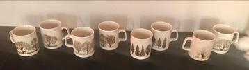 Complete serie Staffordshire muggs mokken koffie 8 stuks beschikbaar voor biedingen