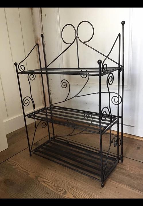 Zwart metalen rekje, 3 etages, volledig in te klappen, zwaar, Huis en Inrichting, Woonaccessoires | Overige, Ophalen of Verzenden