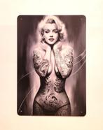 Marilyn Monroe tattoos zwart wit reclamebord van metaal deco, Info@deconoord.nl, Deco Noord, Nieuw, Ophalen of Verzenden