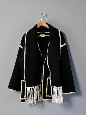 Totême sjaal jack jas zwart wit embroidered maat S small 36 beschikbaar voor biedingen