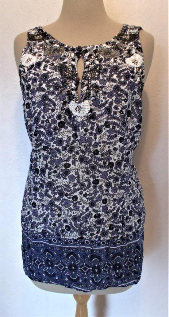 Kraaltjes bewerkte top van Simona Barbieri (Twin Set) L, Kleding | Dames, Tops, Zo goed als nieuw, Maat 42/44 (L), Blauw, Verzenden
