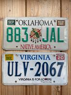 Nummerplaat kentekenplaat uit Oklahoma & Virginia, USA, Ophalen of Verzenden, Gebruikt, Auto's