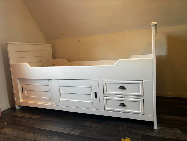 Kajuitbed met opbergruimte, Kinderen en Baby's, Kinderkamer | Bedden, Gebruikt, 180 cm of meer, 70 tot 85 cm, Lattenbodem, Ophalen